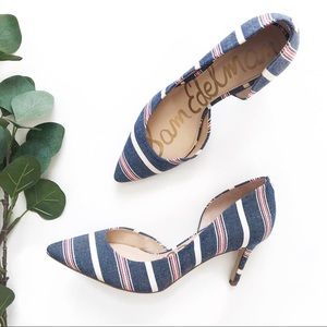 Sam Edelman Teresa Pump in Blue Stripes Size 6